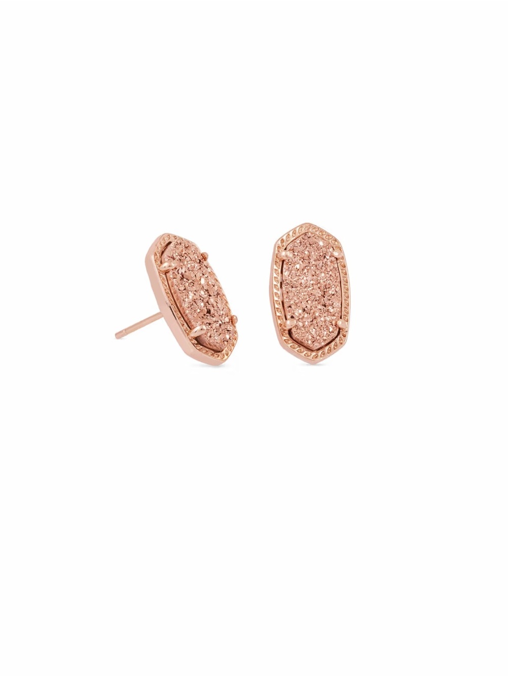 (SET) Kendra Scott Rose Gold Bar Druzy Necklace and Ellie Rose Druzy